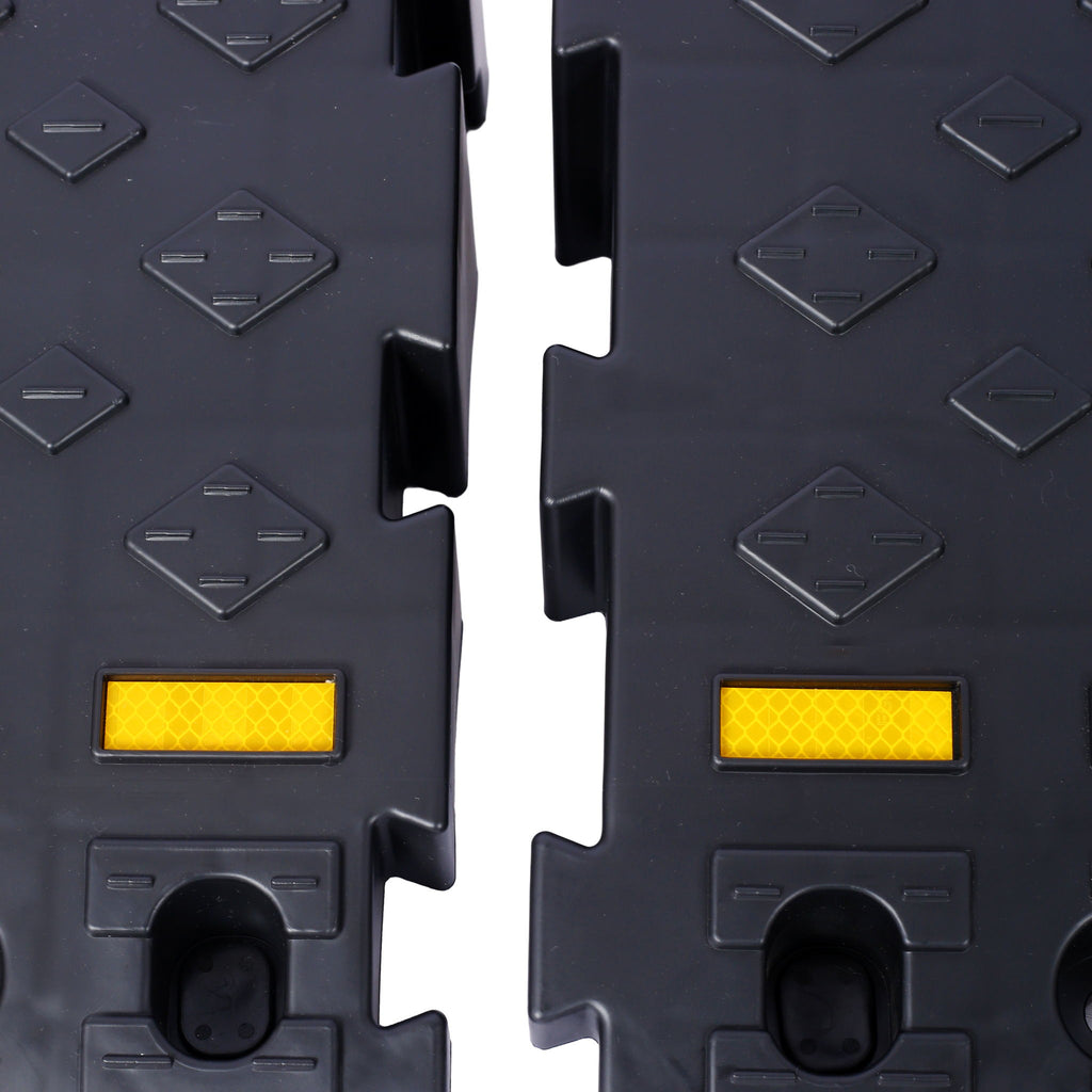 Heavy Duty Plastic 4" High Portable Automotive Curb Ramp For Cars & Wheelchairs Interlocking Design - Black