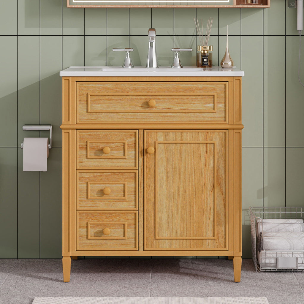Bathroom Vanity With Flip Out Drawer, 2 Soft-Close Drawers