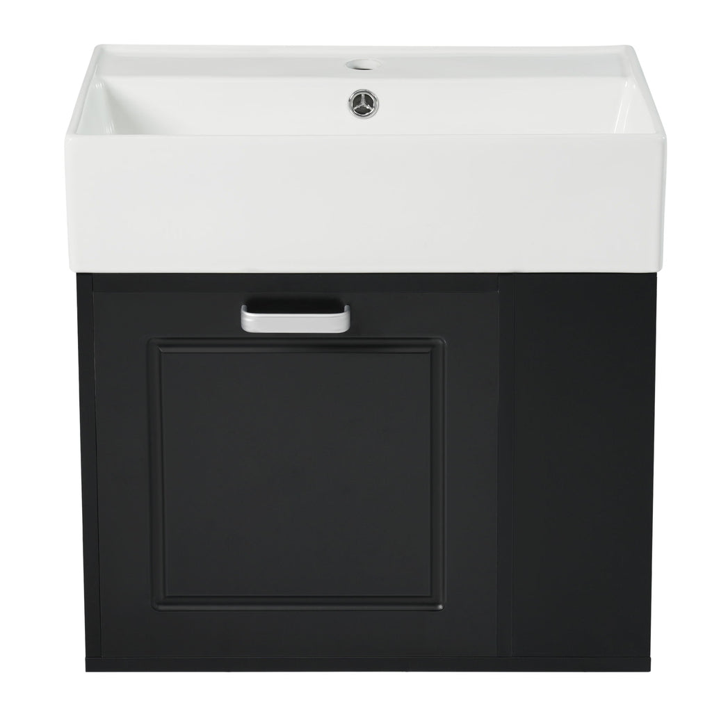 Modern Wall Mounted Bathroom Vanity With Sink, Soft Close Drawer, Adjustable Shelf, Toilet Paper Holder