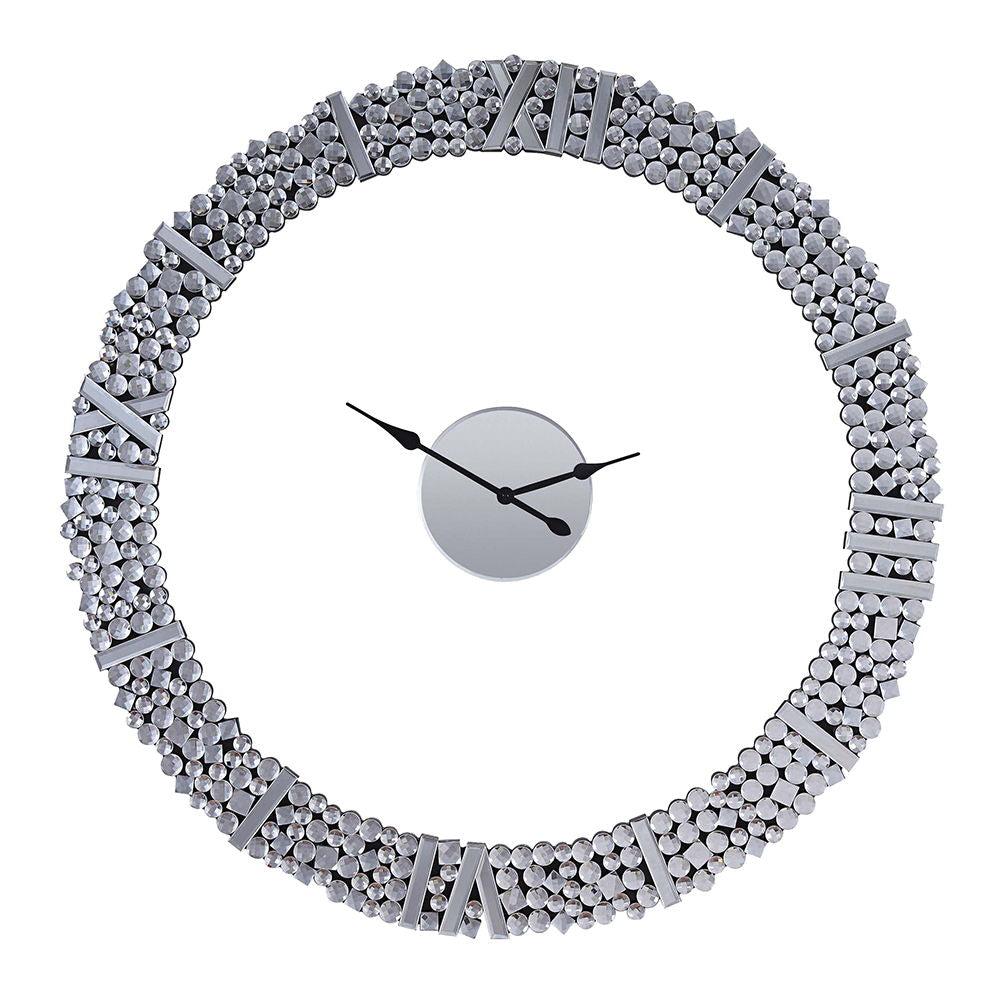 Kachina - 39" Wall Clock - Mirrored & Faux Gems
