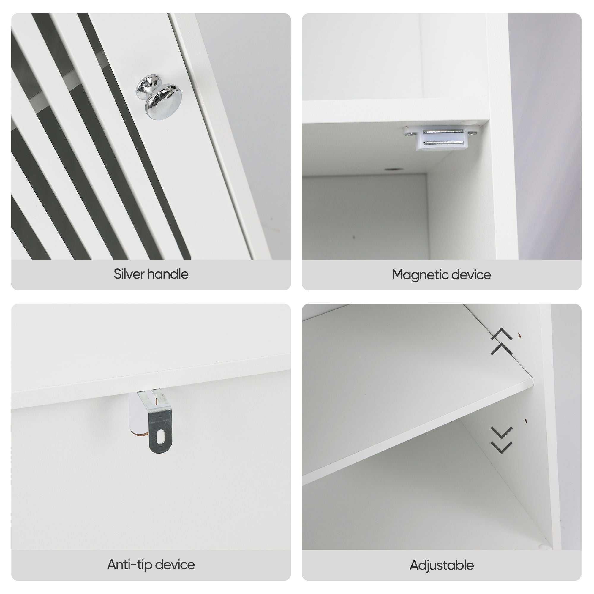Louvered Door Bathroom Low Cabinet With Multi Layer Storage - White