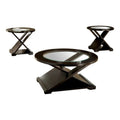 Coffee Table With Cross Design Base, Beveled Glass Top - Espresso