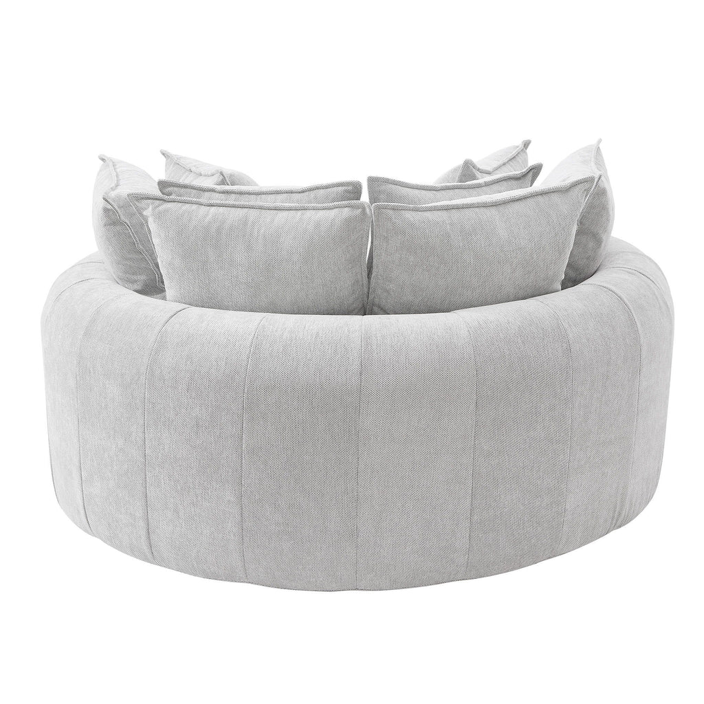 Modern Round Chaise Sofa With 8 Throw Pillows
