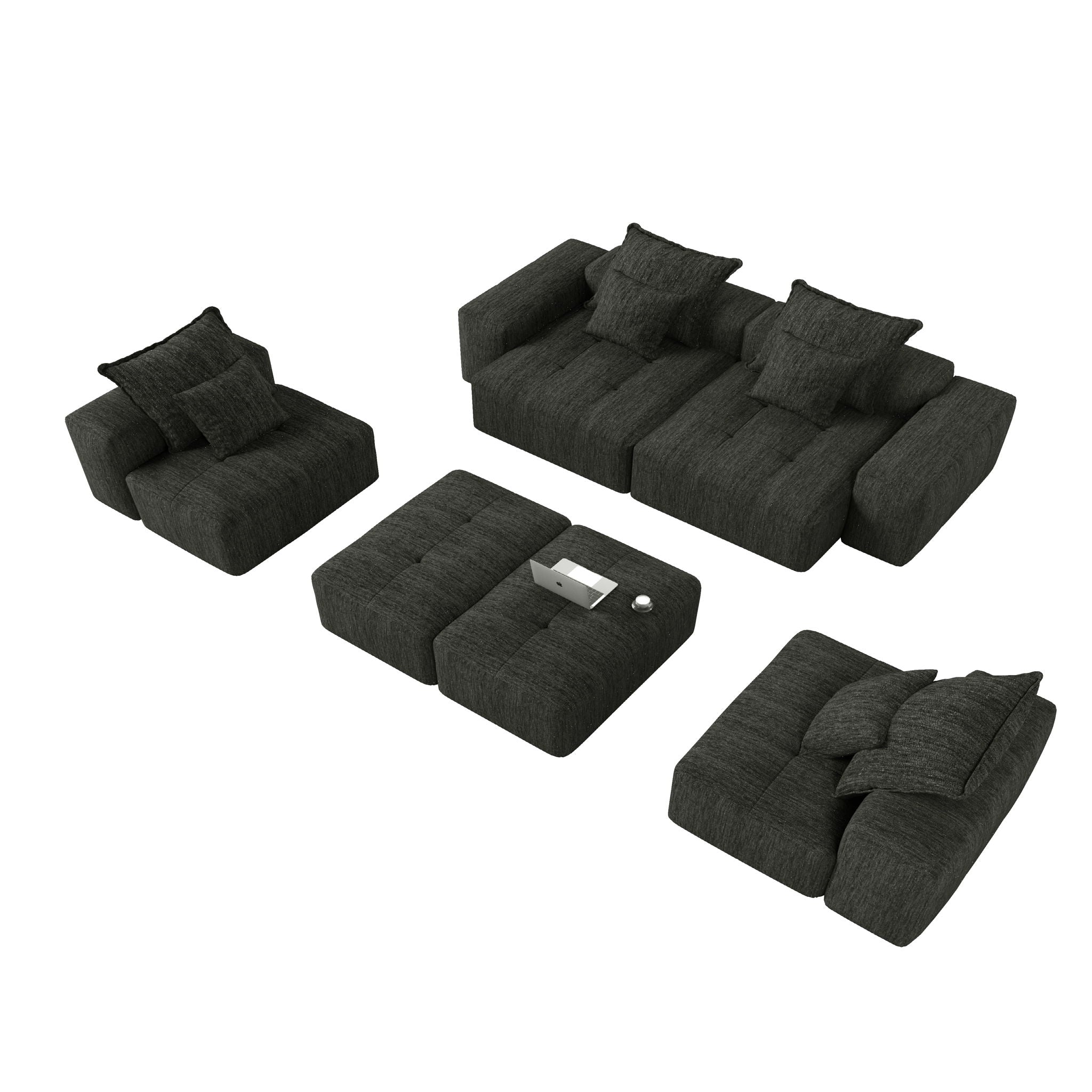 Modern Oversized Diy Combination, Modular Sectional Sofa With Pillows