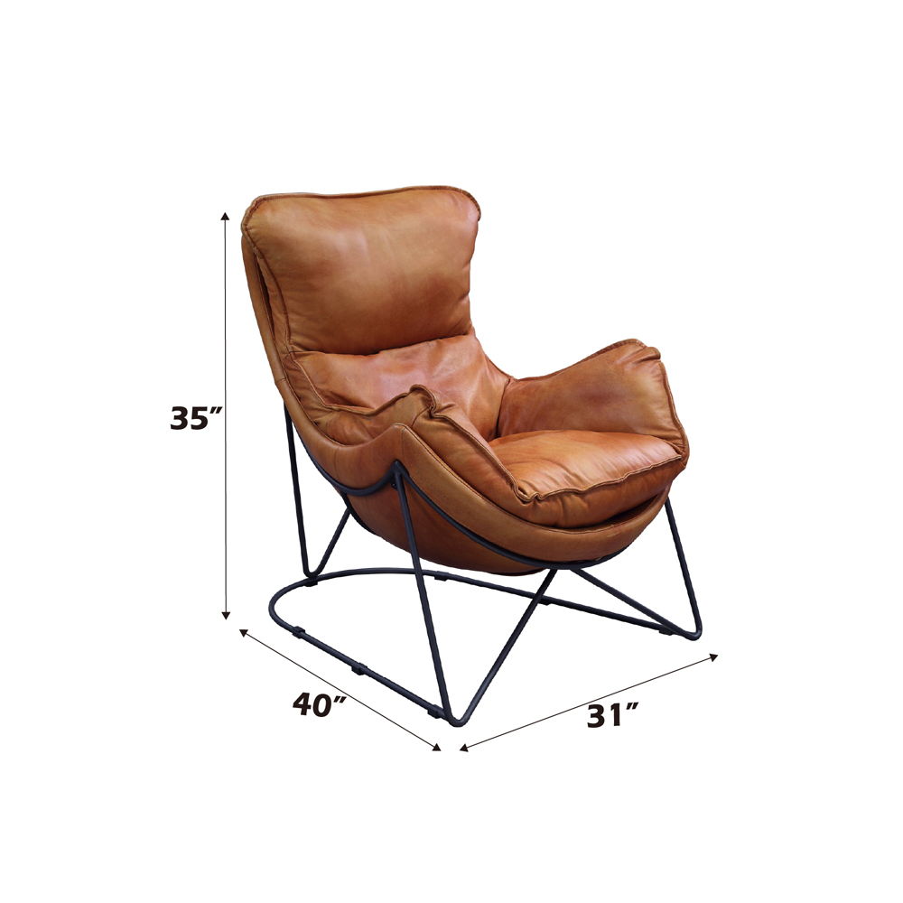 Thurshan - Accent Chair - Aperol Top Grain Leather & Black