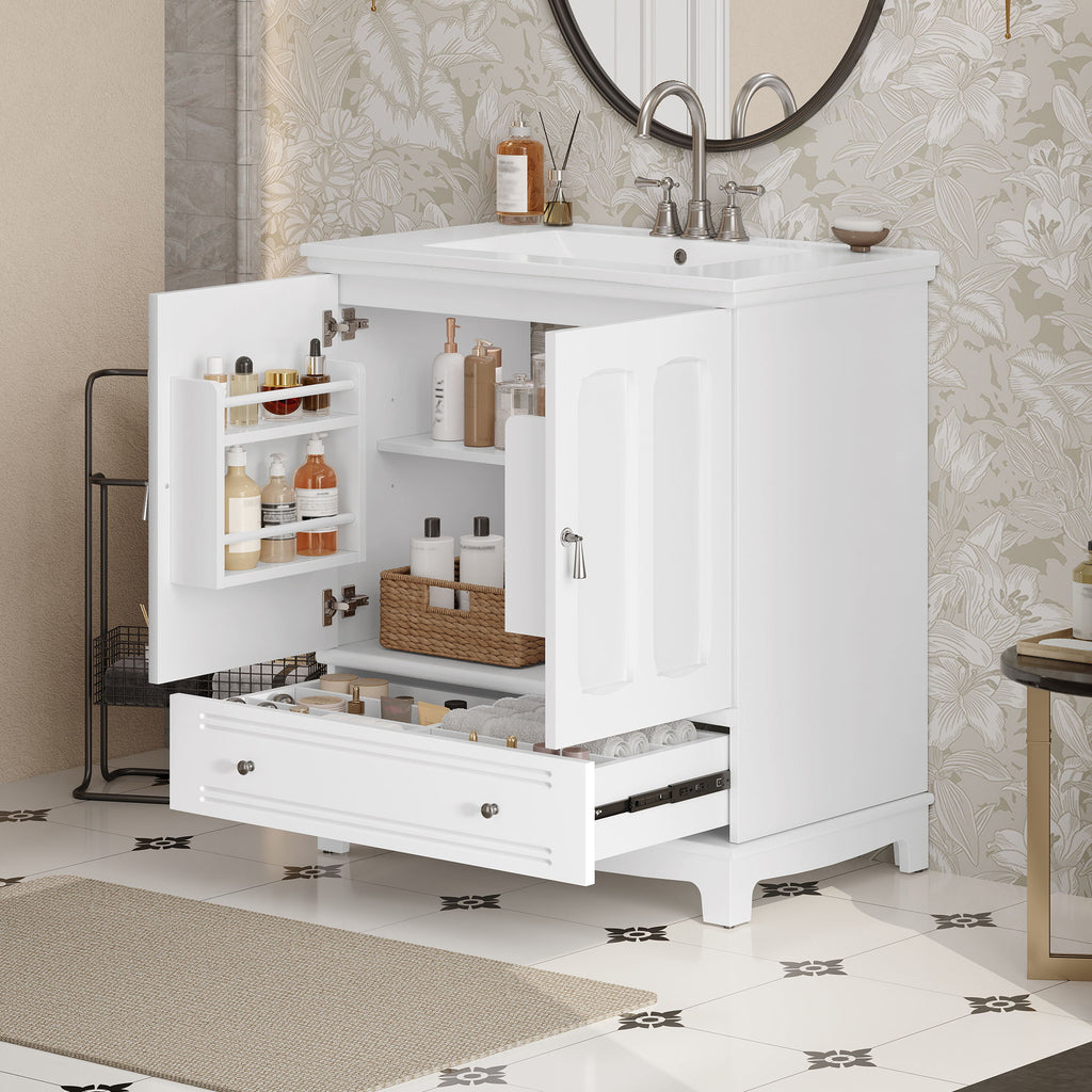 Bathroom Vanity With Sink, Cabinet With Adjustable Shelf And Drawer Divider