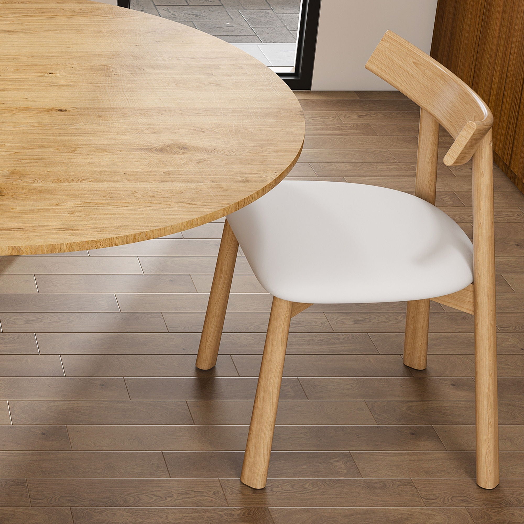 Extendable Oval Dining Table Set With 4 Cushioned Chairs, 2 Tier Storage - Oak
