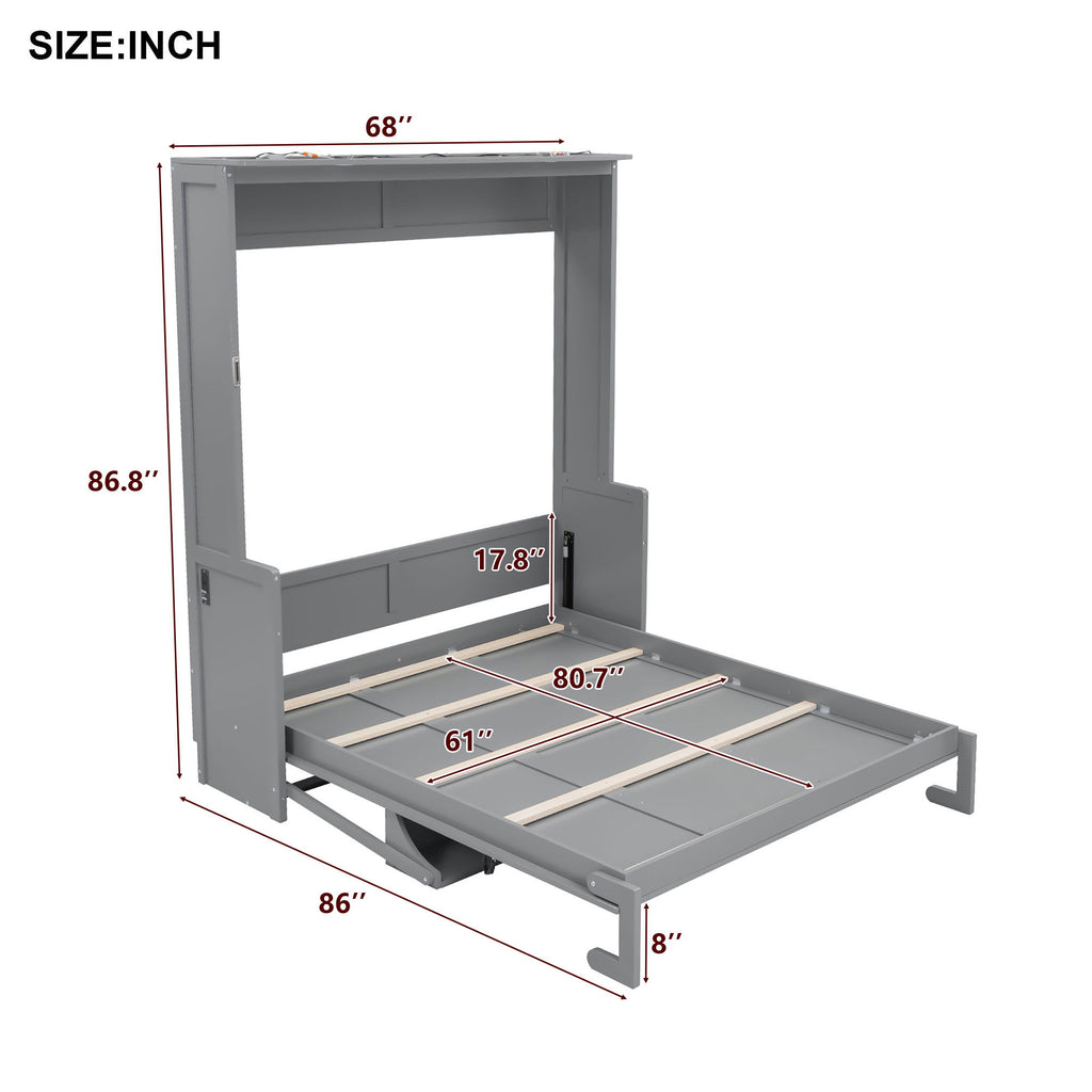 Murphy Bed With Desk, LED Lights And USB Charging Station