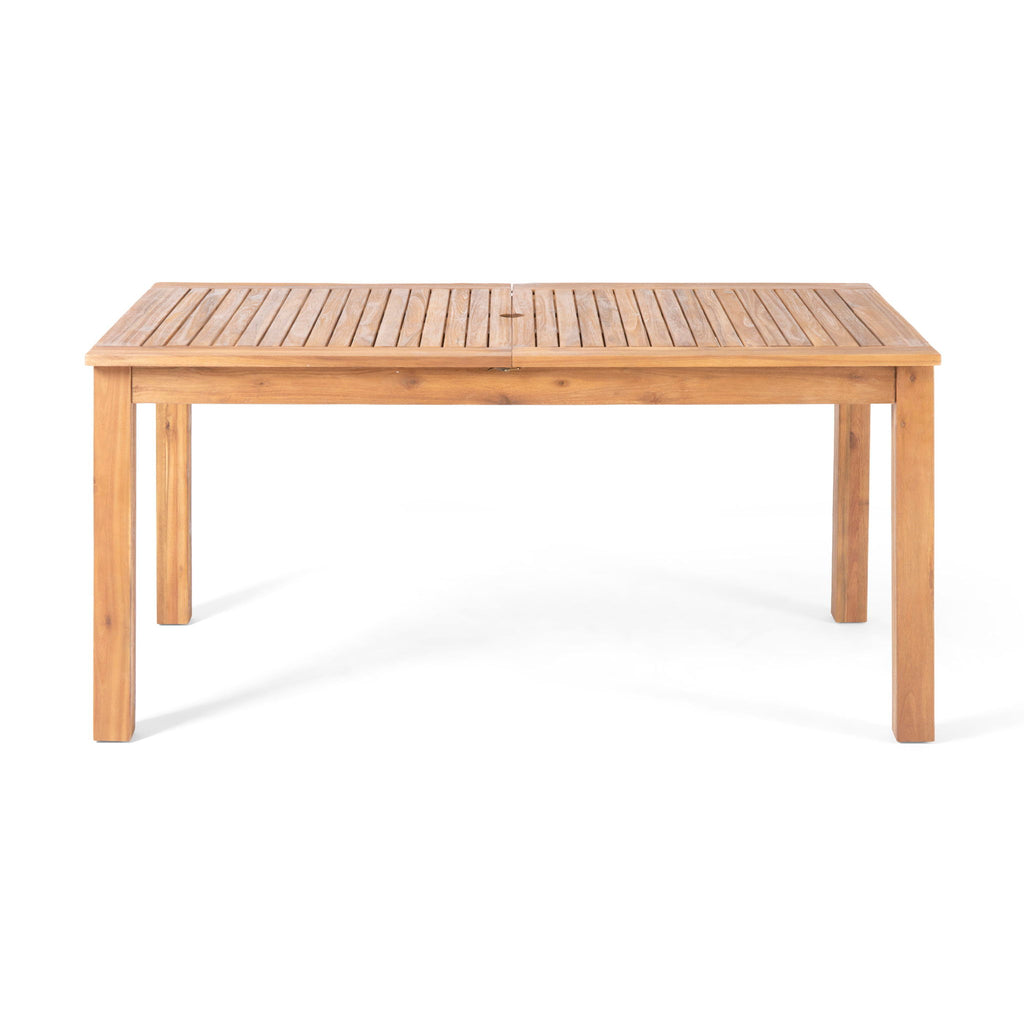 Outdoor 7 Pieces Expandable Dining Set With Umbrella Hole - Teak