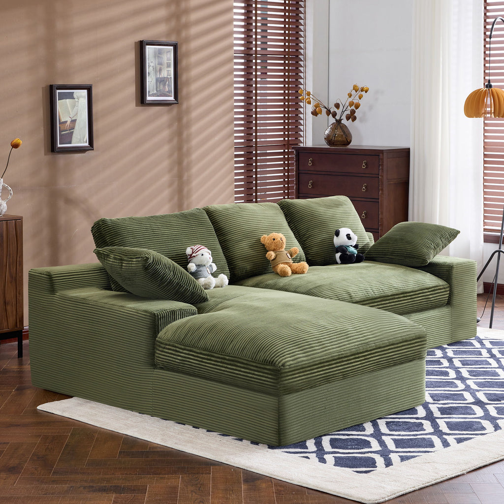 Compressed Sofa With 3 Back Cushions, 2 Throw Pillows