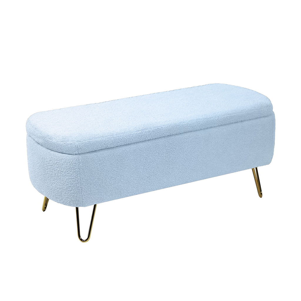 Storage Ottoman Bench For End Of Bed Legs, Modern Camel Faux Fur Entryway Bench Upholstered Padded With Storage For Living Room Bedroom