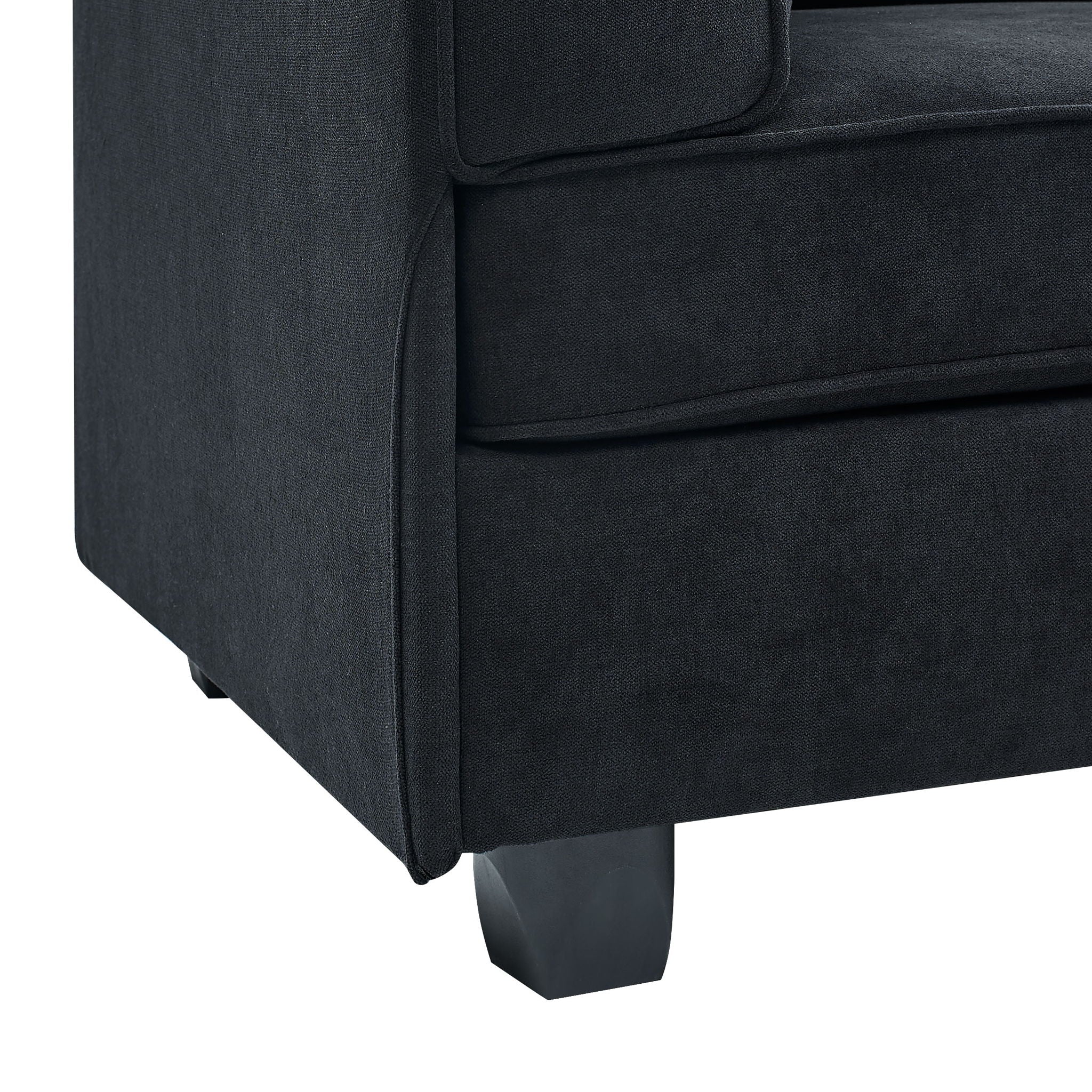 Upholstered Modular Sectional, Customizable Layout, Removable Cushions - Black