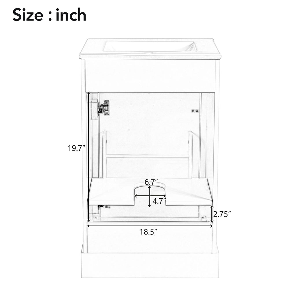 Elegant Bathroom Vanity With Ceramic Sink, Soft Close Door, Adjustable Shelf