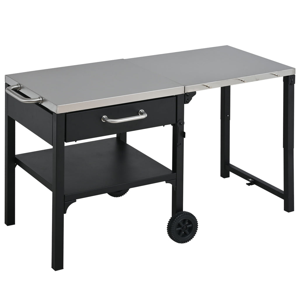 Foldable Outdoor Kitchen Cart With Storage For Patio