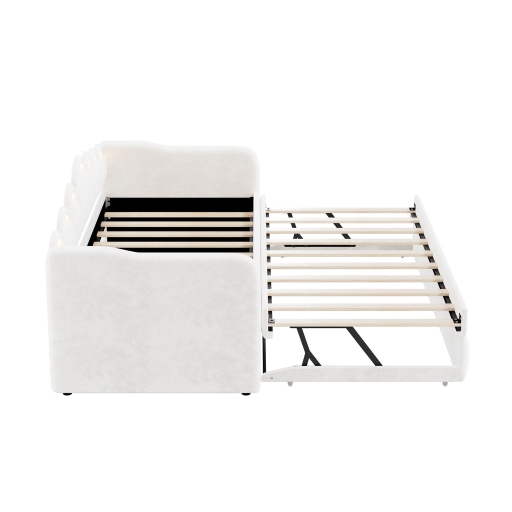 Upholstered Daybed With Adjustable LED Trundle