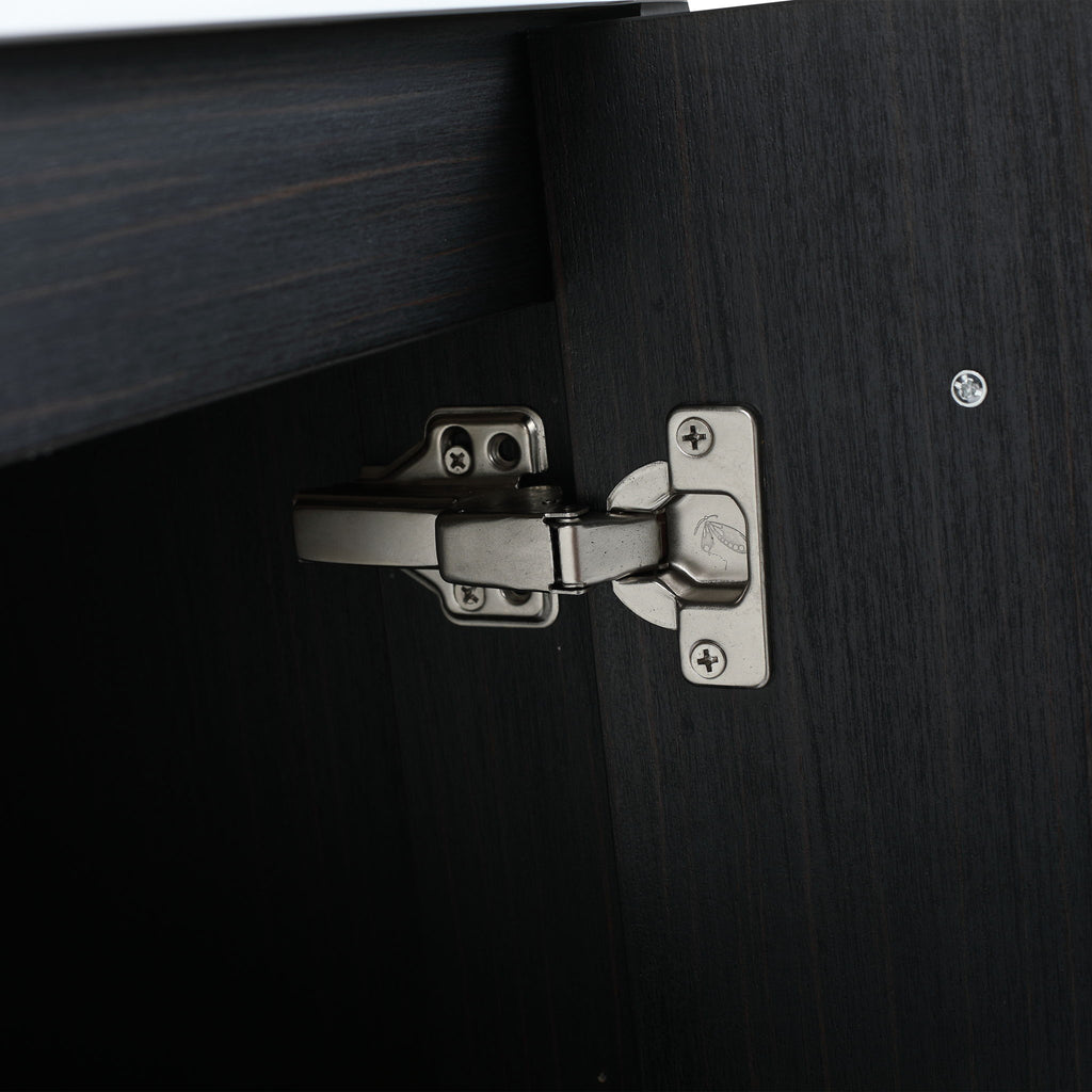 Modern Wall Mounted Bathroom Vanity With Resin Sink And Storage Rack
