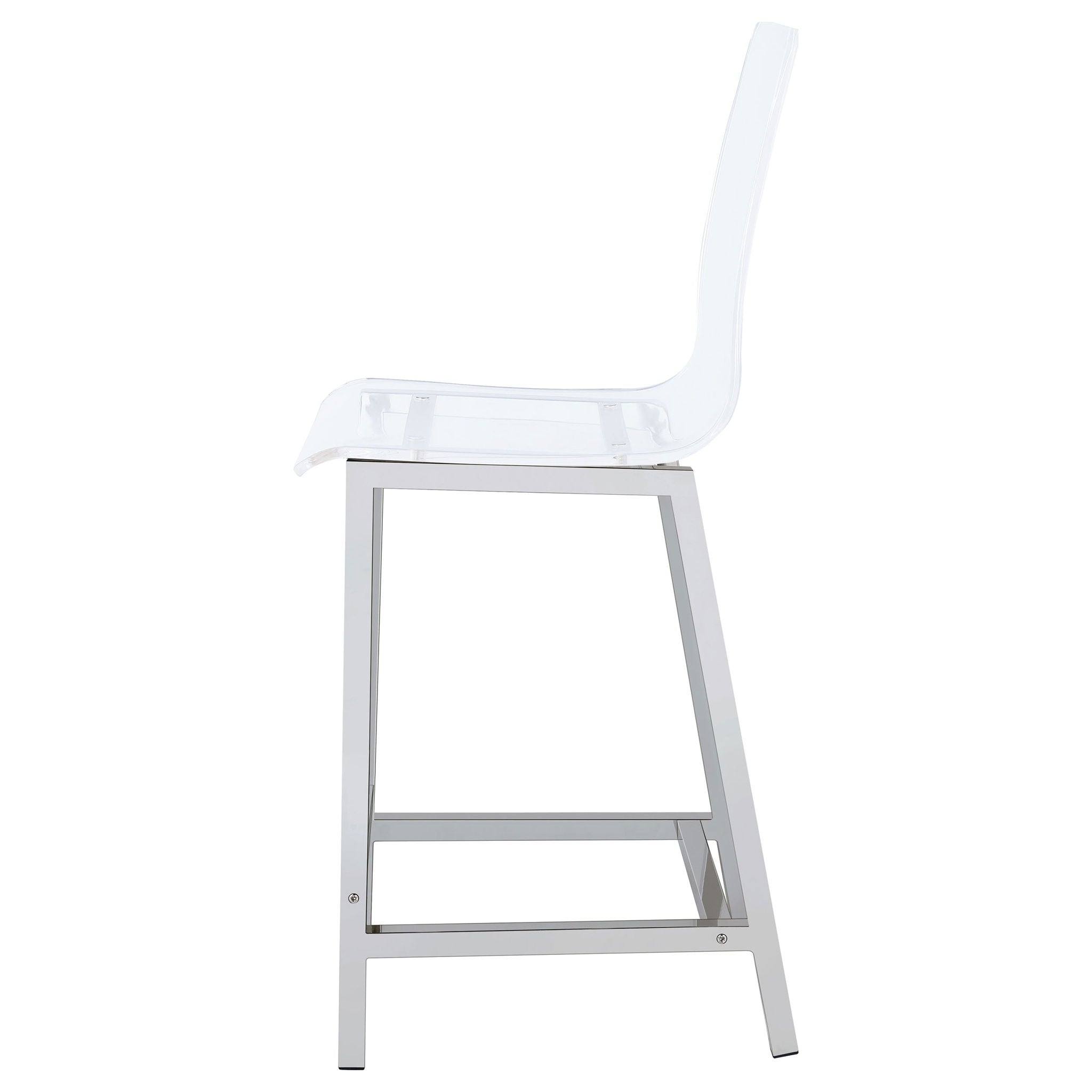 Counter Height Stools With Curved Back Design (Set of 2) - Clear