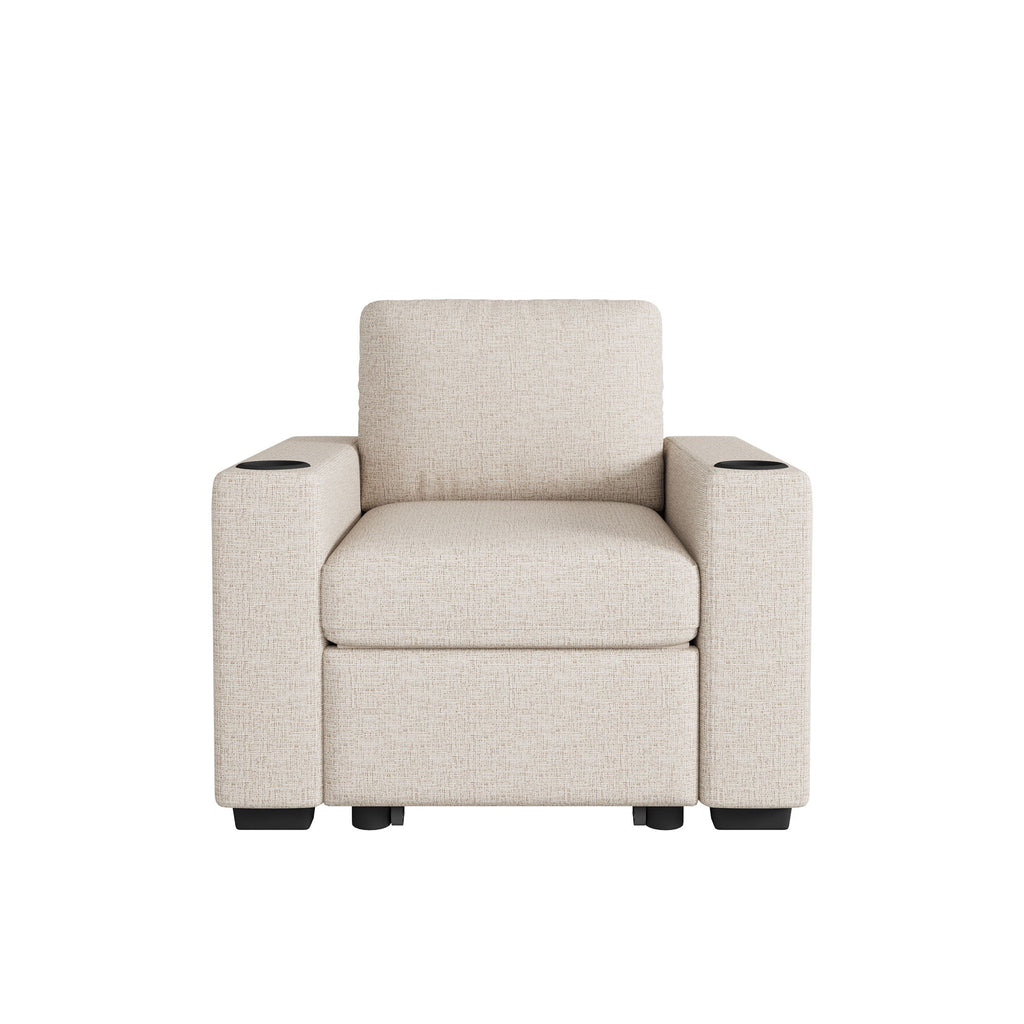 Single Pull Out Sofa Bed With USB Ports And Cup Holders