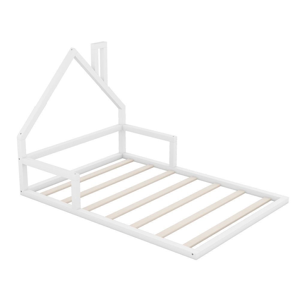 Elegant Floor Bed With House Shaped Headboard
