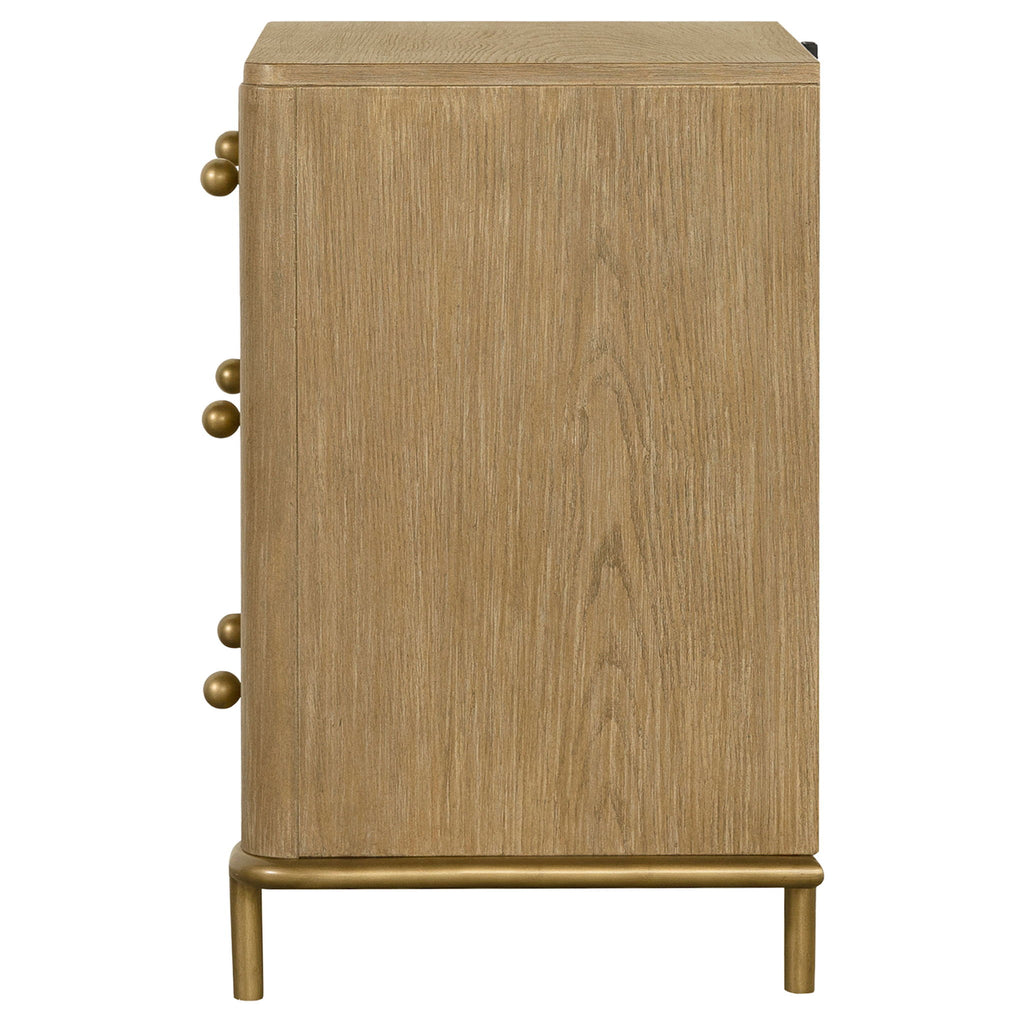 3 Drawer Nightstand With USB Ports - Brown