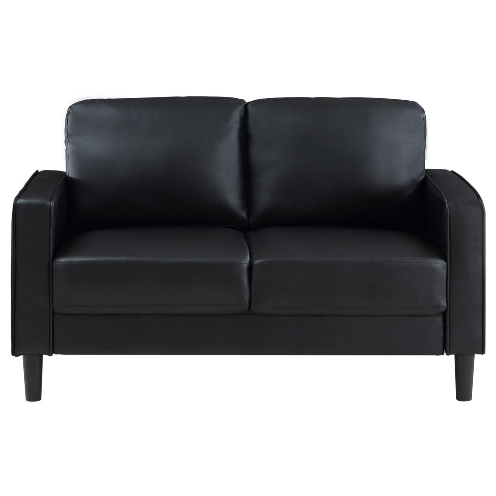 Weld 3 Piece Upholstered Track Arm Sofa Set - Black