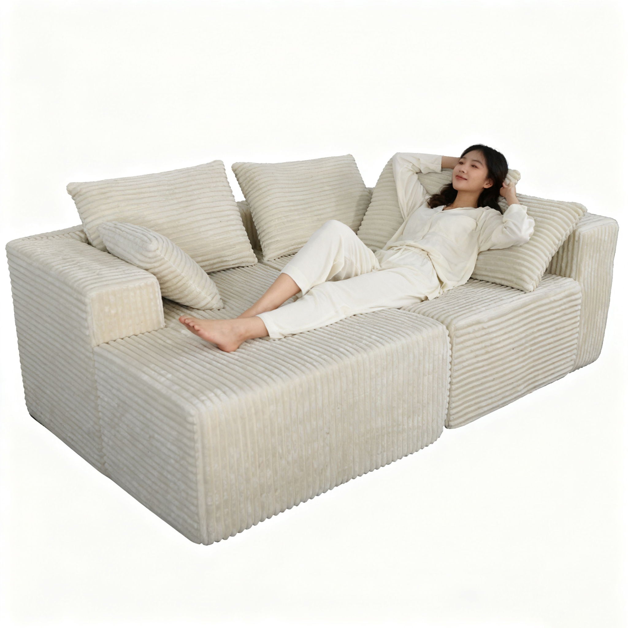 Corner Combination Sofa Sectional Couch With Soft Fabric
