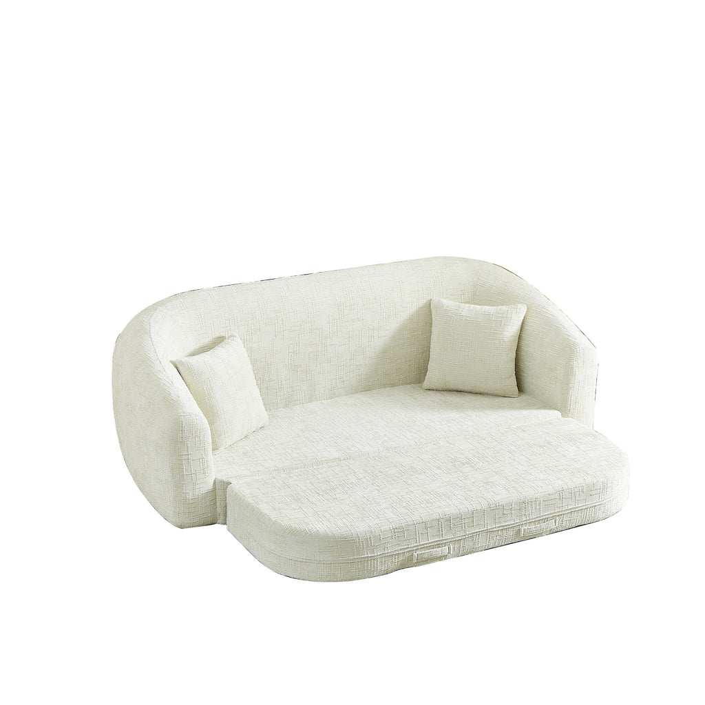 Curved Convertible Sofa, 2 In 1 Fold Out Bed With Pull Out Base And Deep Seat