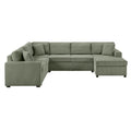 Oversized Sectional U-Shaped Sofa With Chaise Lounge And Three Soft Throw Pillows
