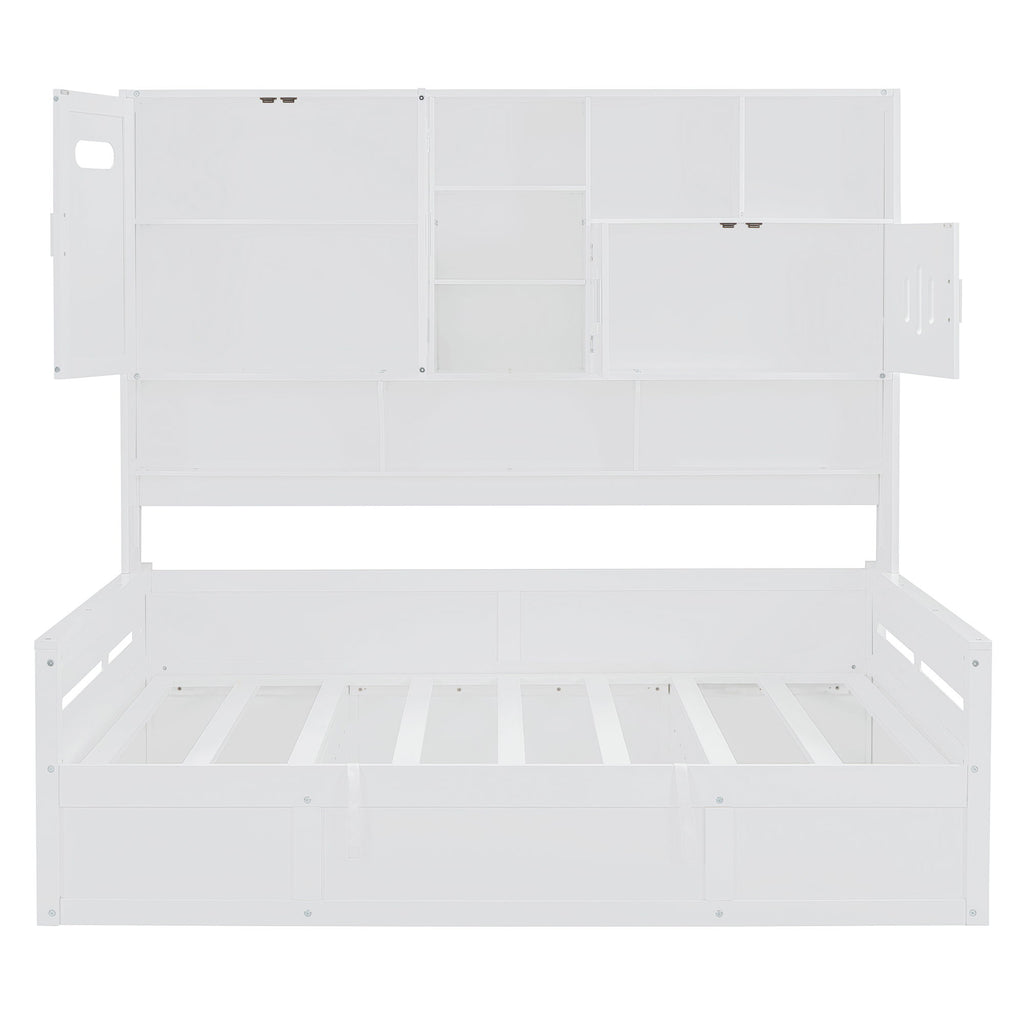 Daybed With All-In-One Cabinet And Shelf