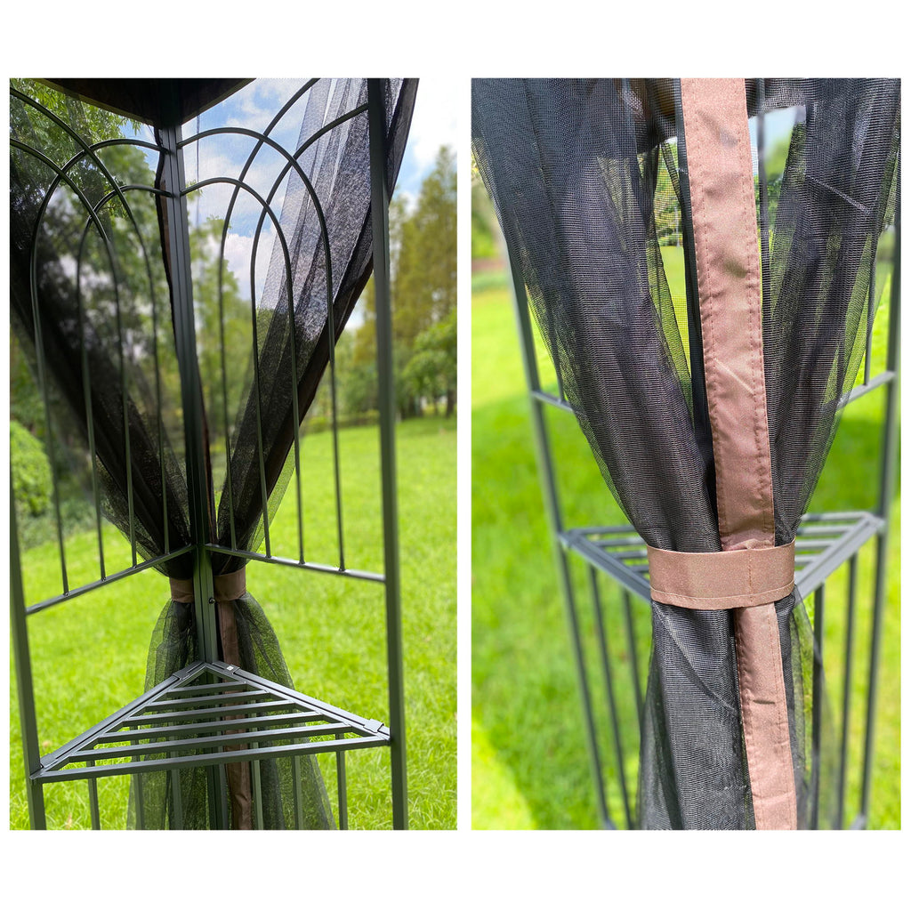 13 0 Outdoor Patio Gazebo Canopy Tent With Ventilated Double Roof And Mosquito Net (Detachable Mesh Screen On All Sides) Suitable For Lawn Garden Backyard And Deck Top - Brown