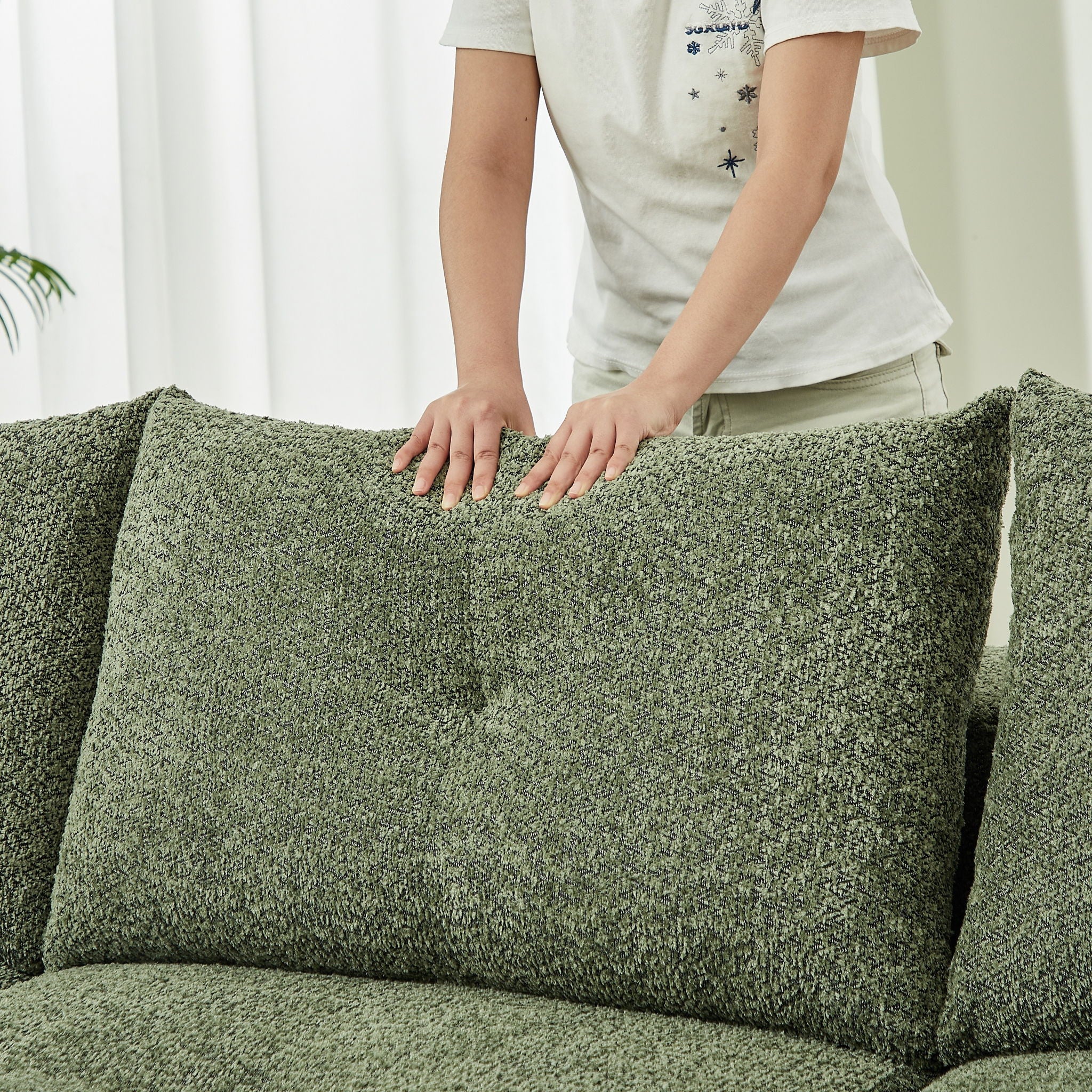 3 Seater With Thickened Armrests Sofa For Living Room