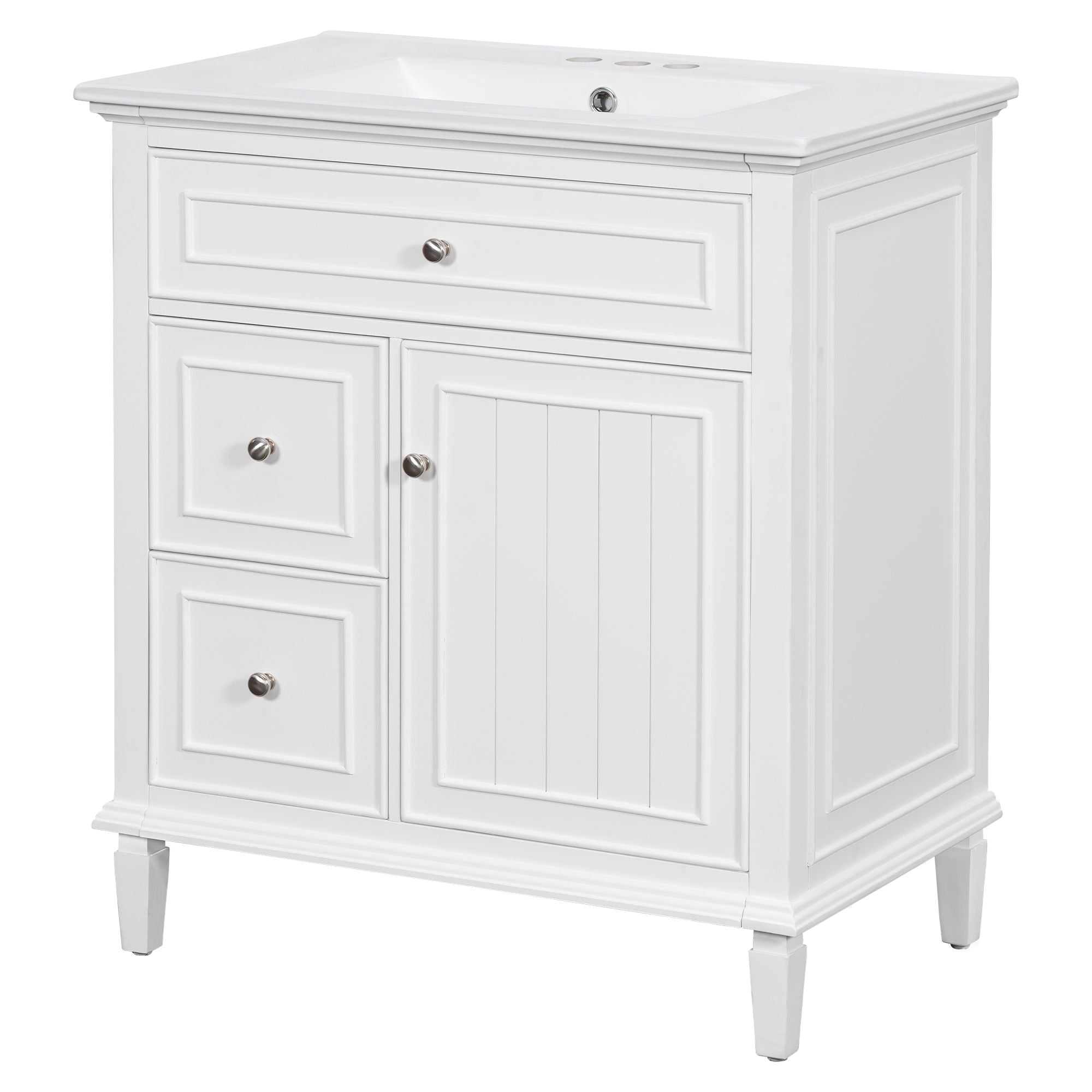 Modern Bathroom Vanity With Sink, Adjustable Shelf, Flip Drawer & 2 Drawers