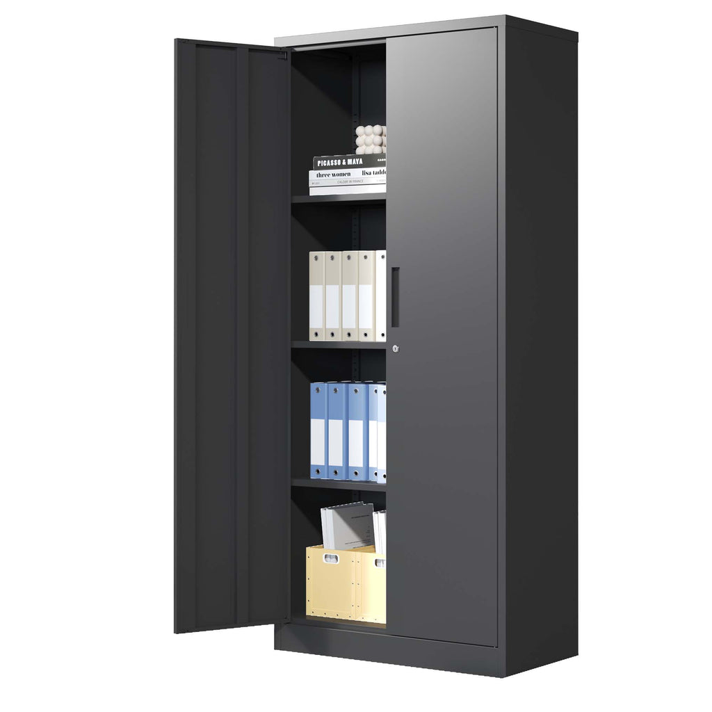 Heavy Metal Garage Storage Cabinet With Locking Doors, Steel, Adjustable Shelves
