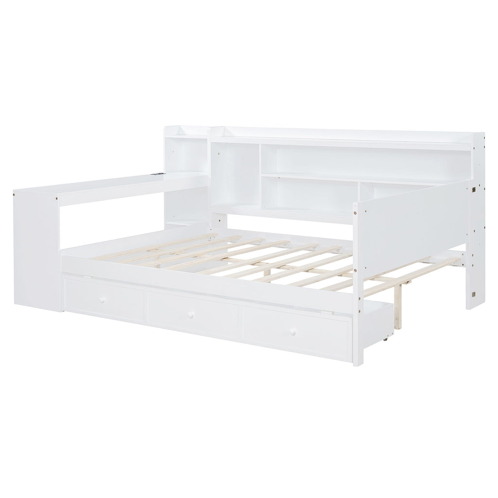 Daybed With 3 Drawers USB Ports And Desk