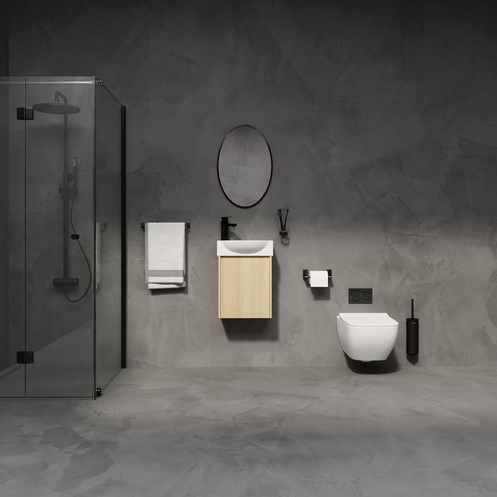 Modern Bathroom Vanity With Ceramic Basin, Wall Mounted Floating Sink Combo, Storage Cabinet