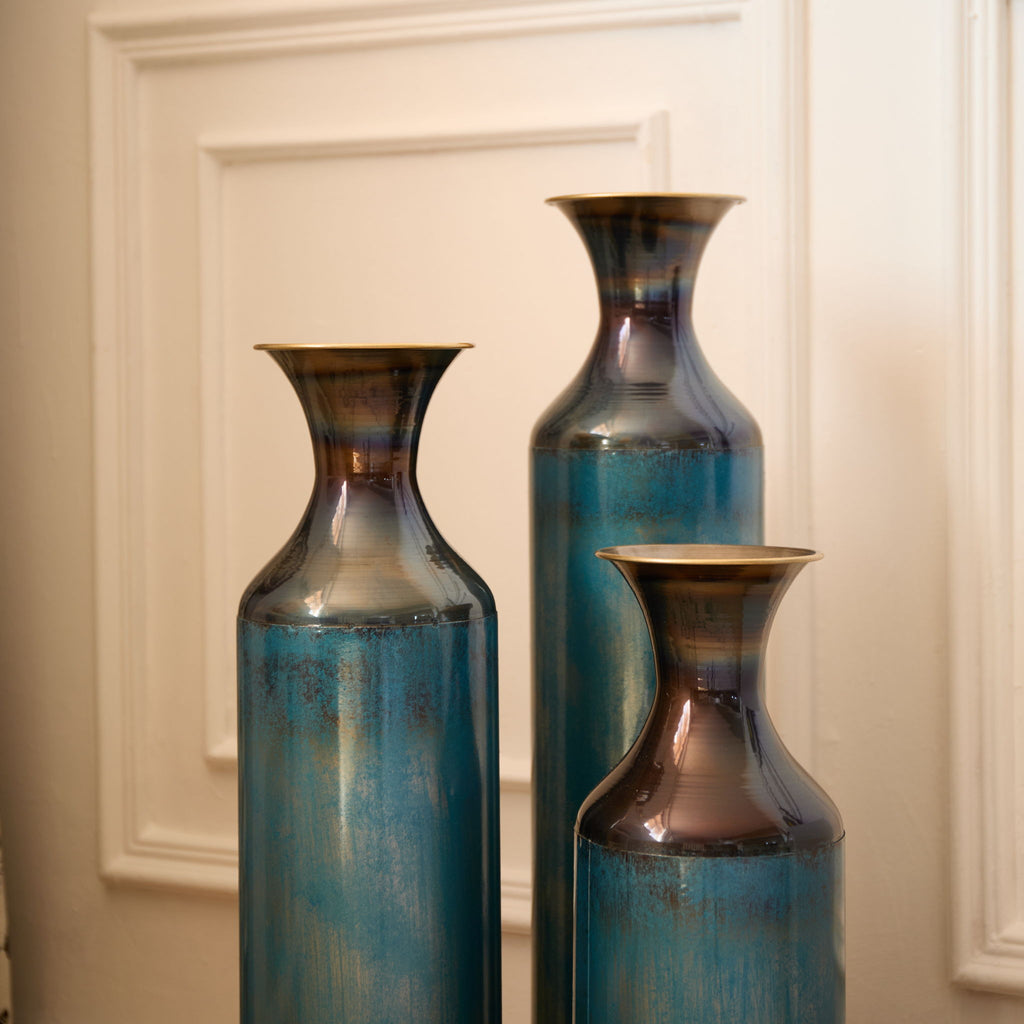 Modern Droplet Shaped Floor Vase Set, 3 Piece Home Decor