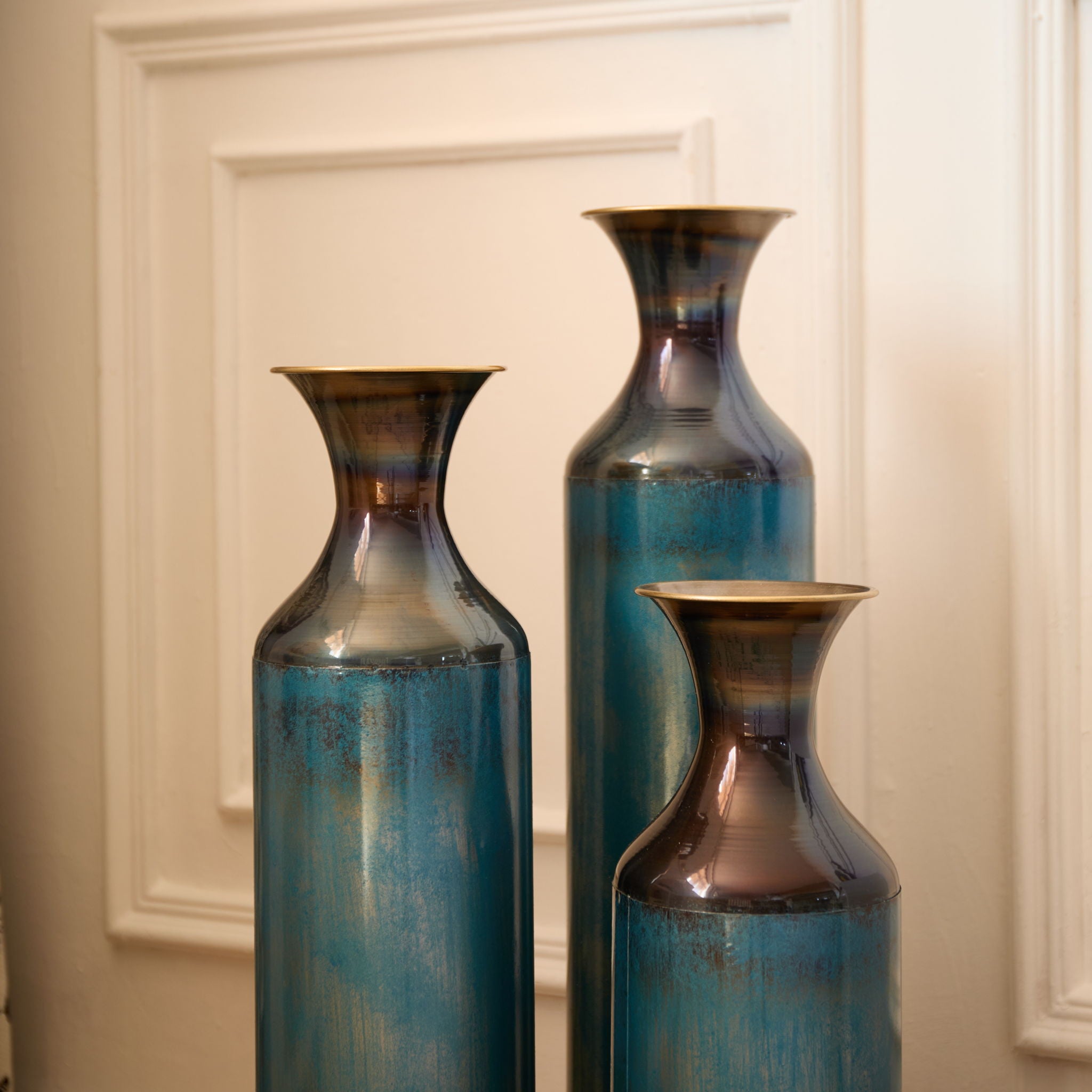 Modern Droplet Shaped Floor Vase Set, 3 Piece Home Decor