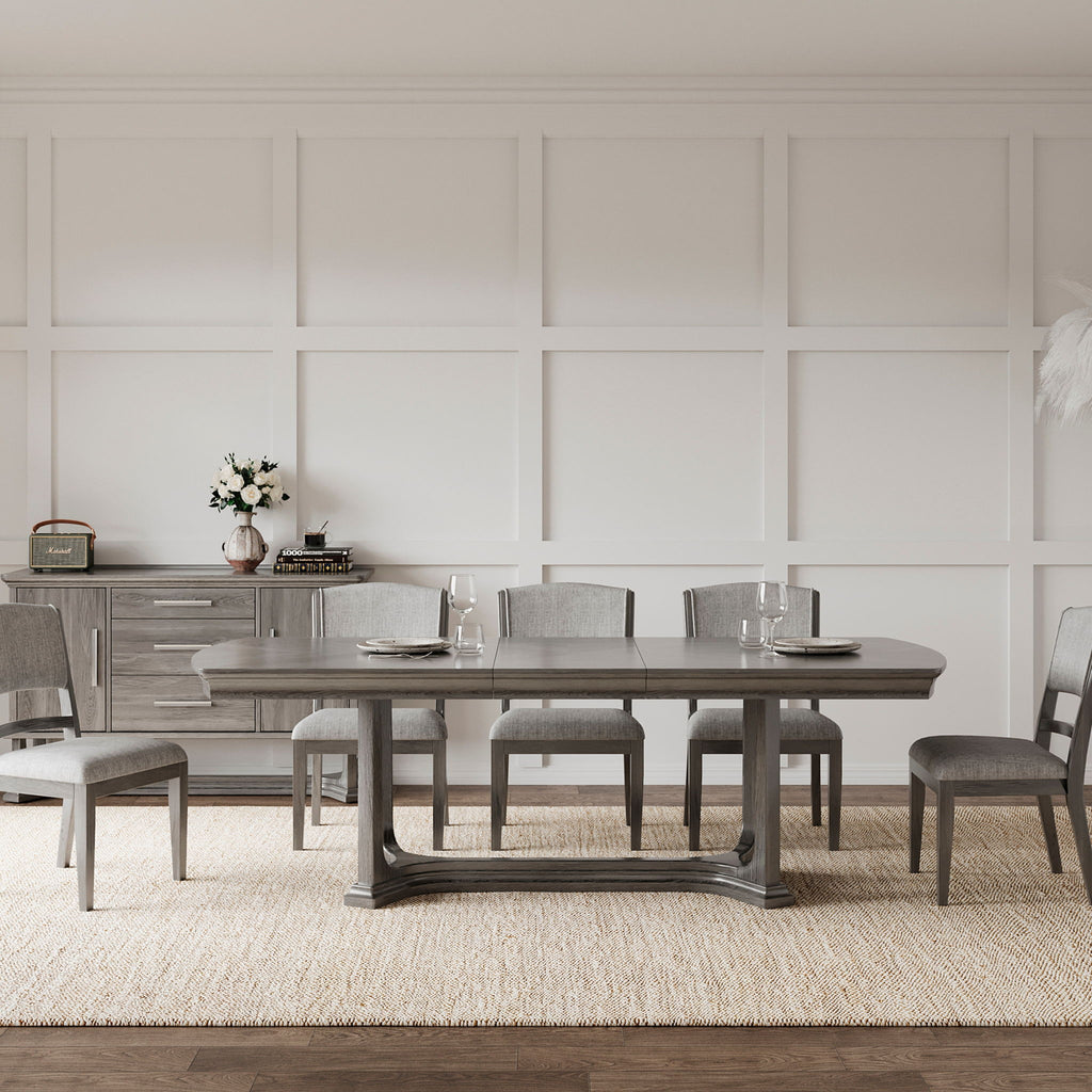 Arcus - Rectangular Dining Table With Butterfly Leaf - Charcoal Gray