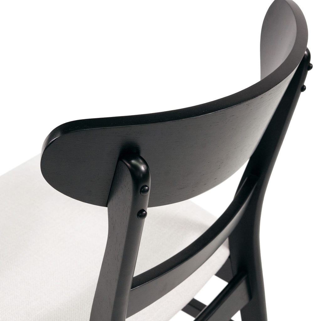 Dining Chairs With Upholstered Seat (Set of 2) - Black / Light Beige
