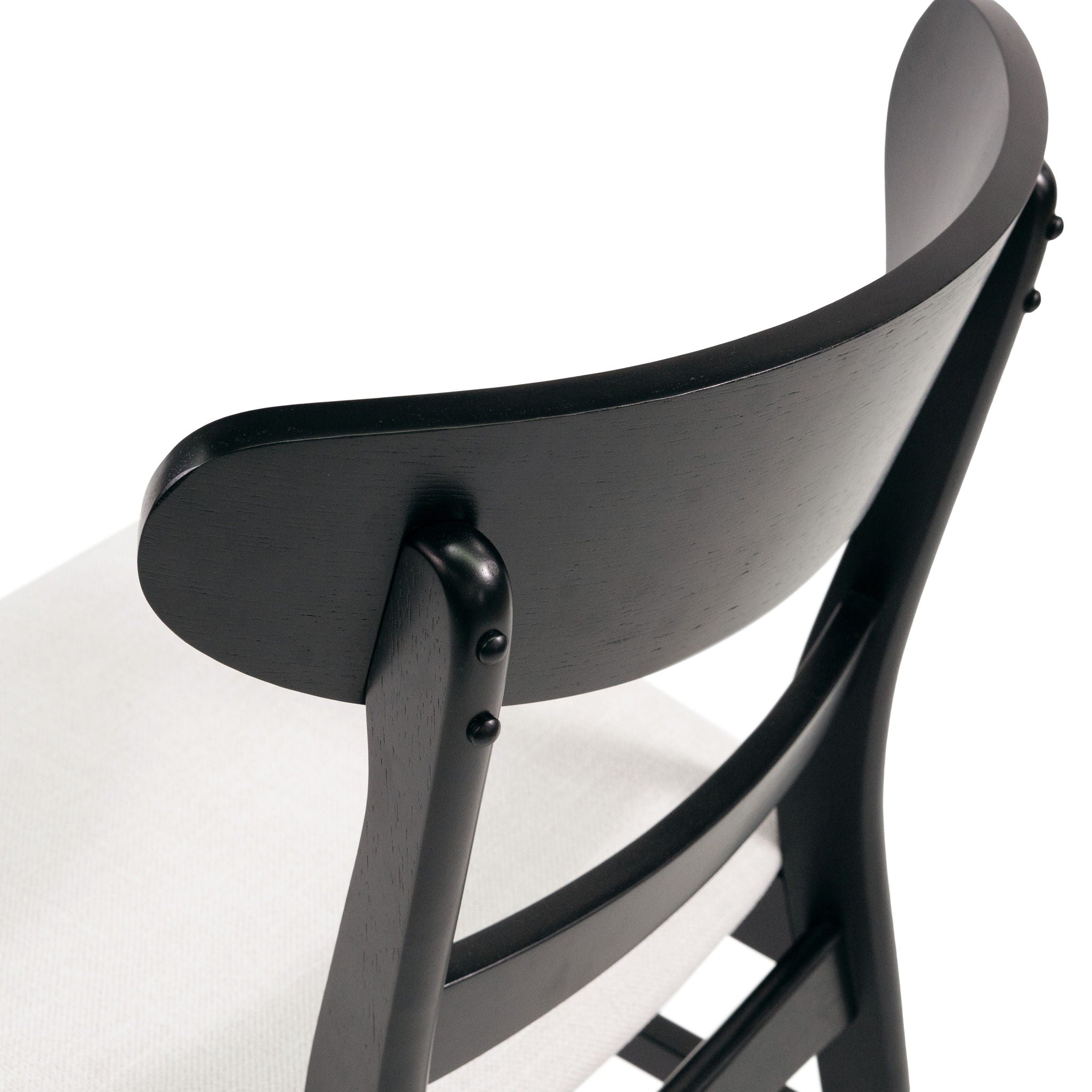 Dining Chairs With Upholstered Seat (Set of 2) - Black / Light Beige