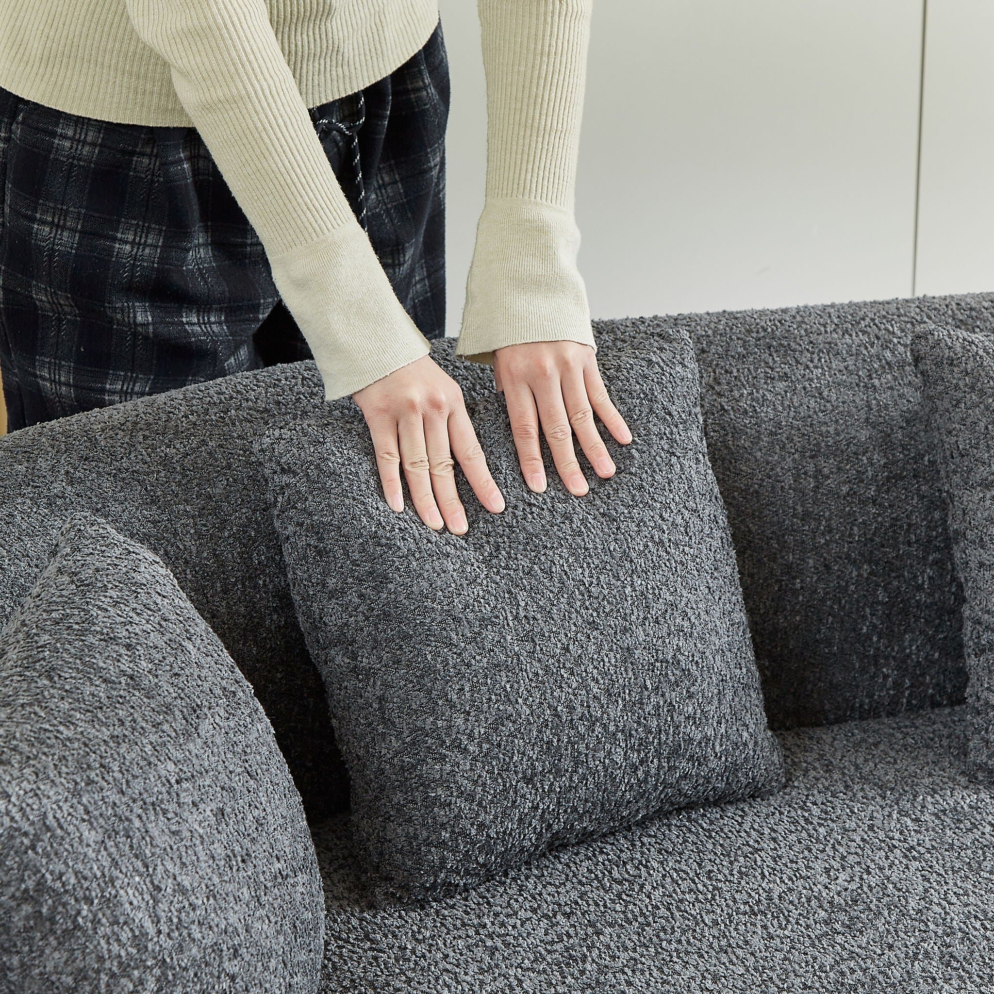 Curved Sectional Sofa With 6 Pillows