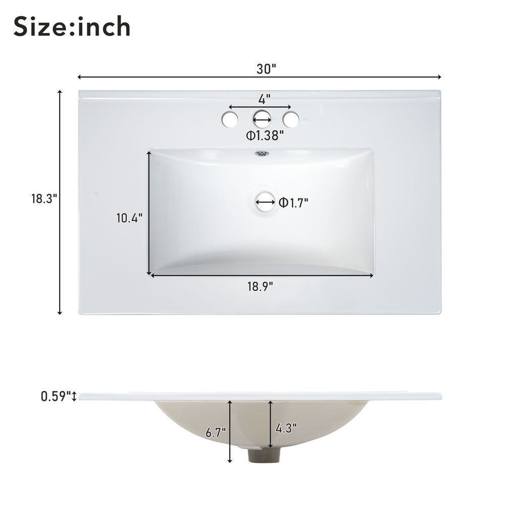 Bathroom Vanity & Tall Storage Cabinet Set With Doors, Adjustable Shelves, Soft Close Hinges, Sink