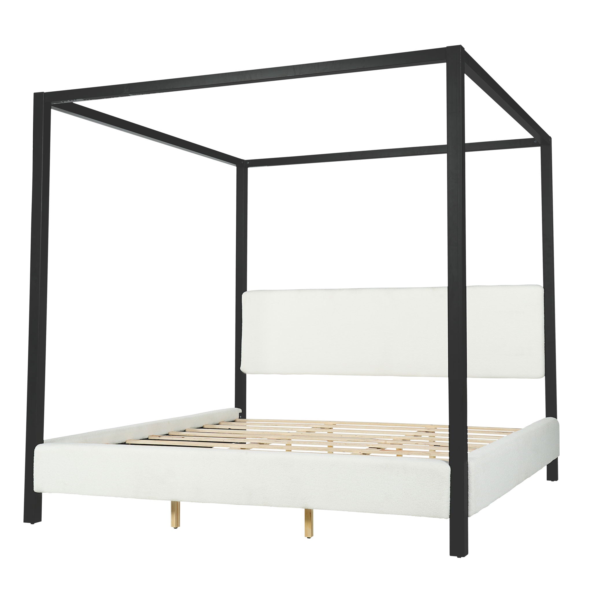 Modern Canopy Bed With Upholstery