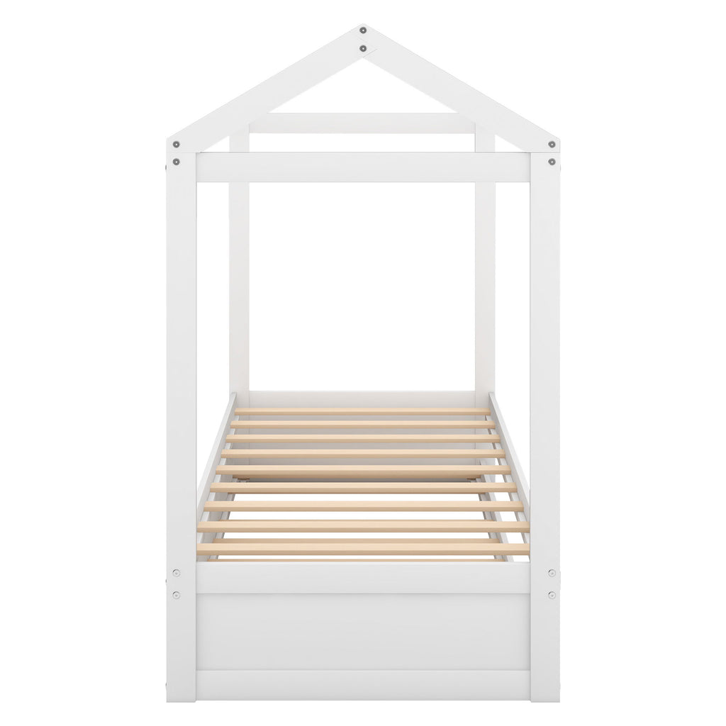 House Bed With Trundle In, Twin Size - White