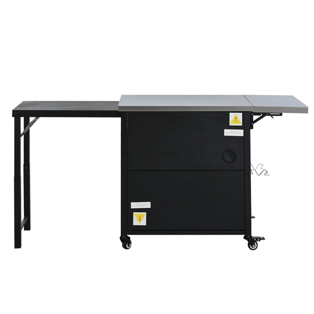 Foldable Outdoor Prep Station BBQ Cart With Trash Rack