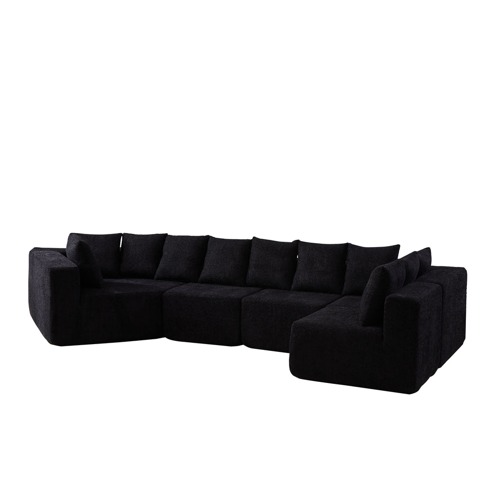 L - Shaped Modular Sofa With Deep Seat And 11 Pillows