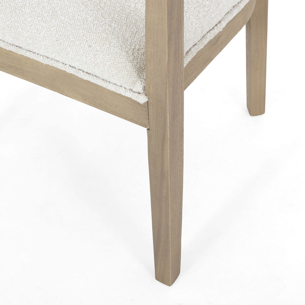 Modern Mid Century Dining Arm Chair Set With Upholstered Frame - Natural