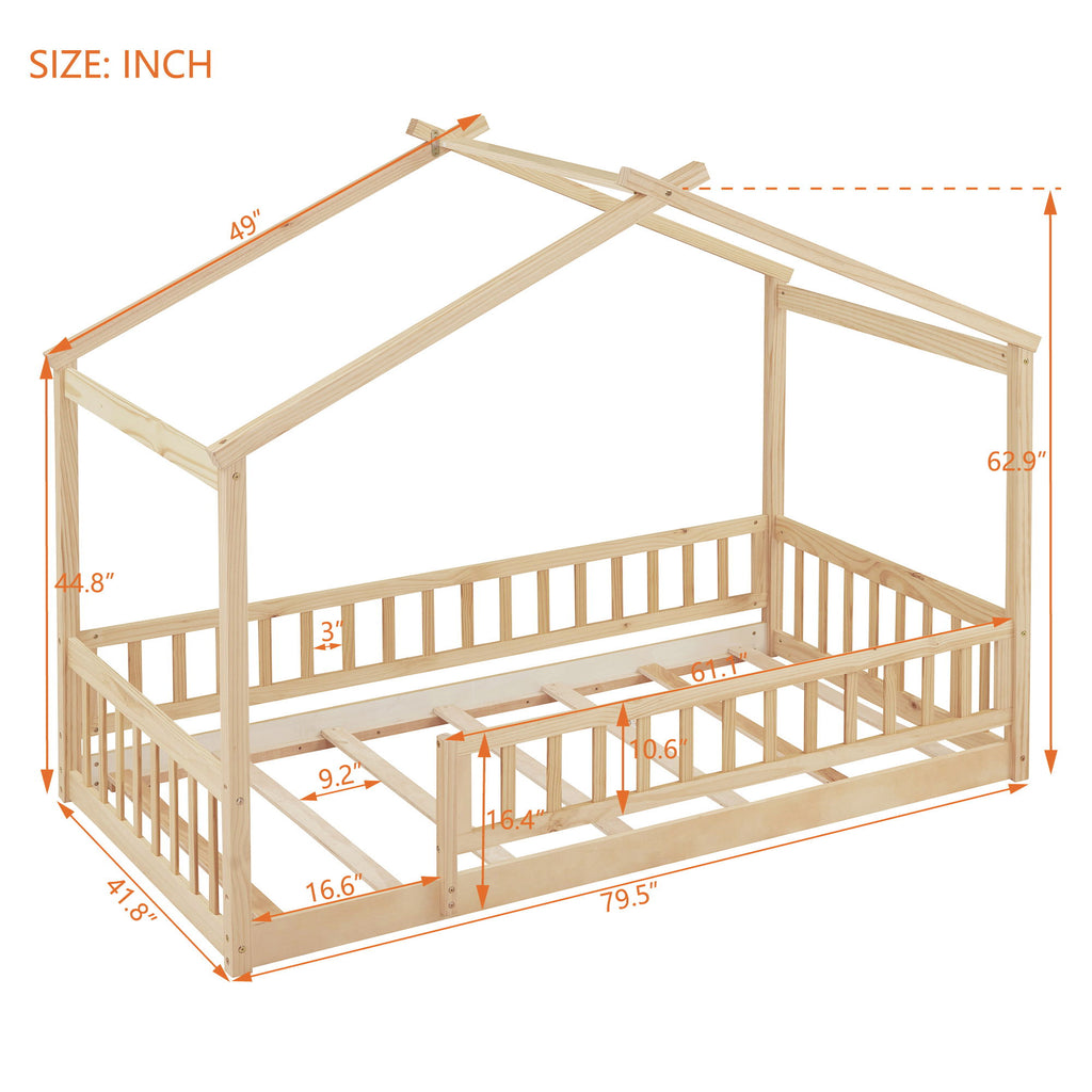 Bed House Bed Frame With Fence