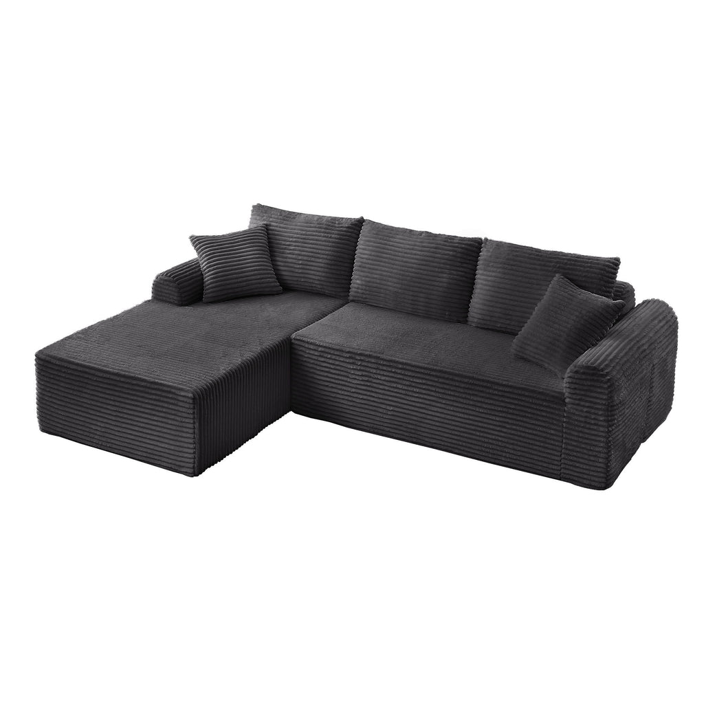 Modular Sectional With Arched Armrests, Includes 3 Back Cushions & 2 Throw Pillows