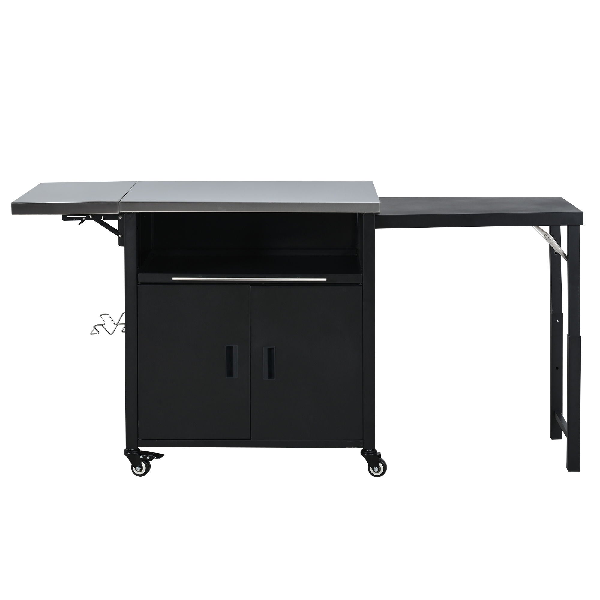 Foldable Outdoor Prep Station BBQ Cart With Trash Rack